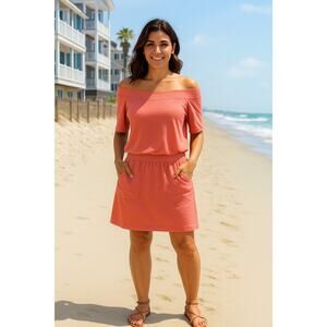 Fresh Produce Jersey Knit Skirt Womens Size 3X Coral Pockets Vacation Beachy